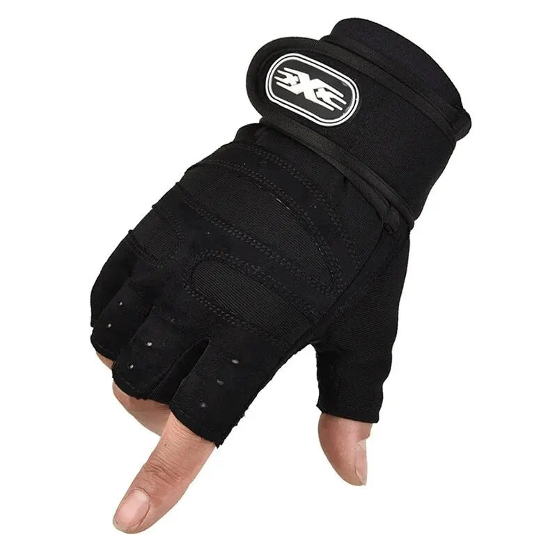 Half-Finger Fitness Gloves with Integrated Wrist Wrap Support