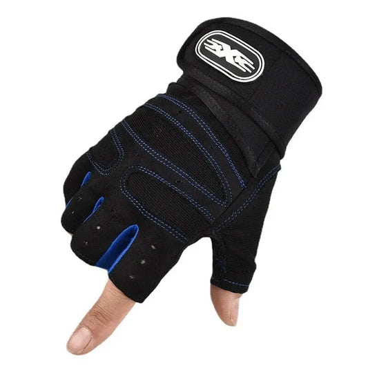 Half-Finger Fitness Gloves with Integrated Wrist Wrap Support