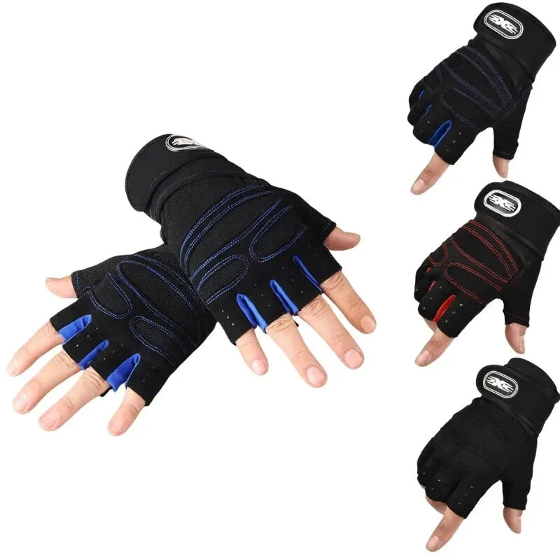 Half-Finger Fitness Gloves with Integrated Wrist Wrap Support