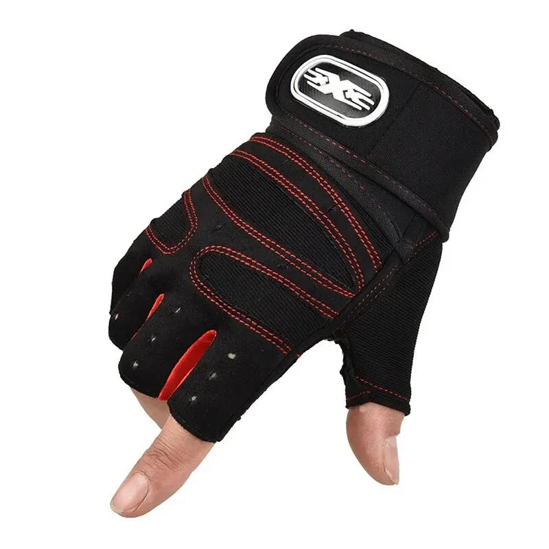Half-Finger Fitness Gloves with Integrated Wrist Wrap Support