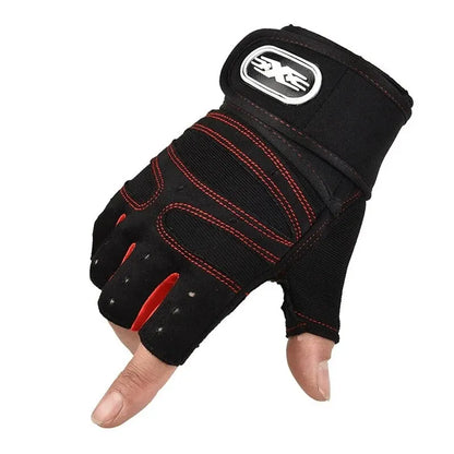 Half-Finger Fitness Gloves with Integrated Wrist Wrap Support