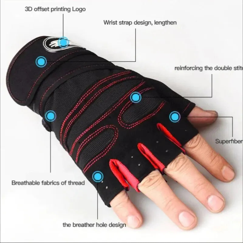 Half-Finger Fitness Gloves with Integrated Wrist Wrap Support